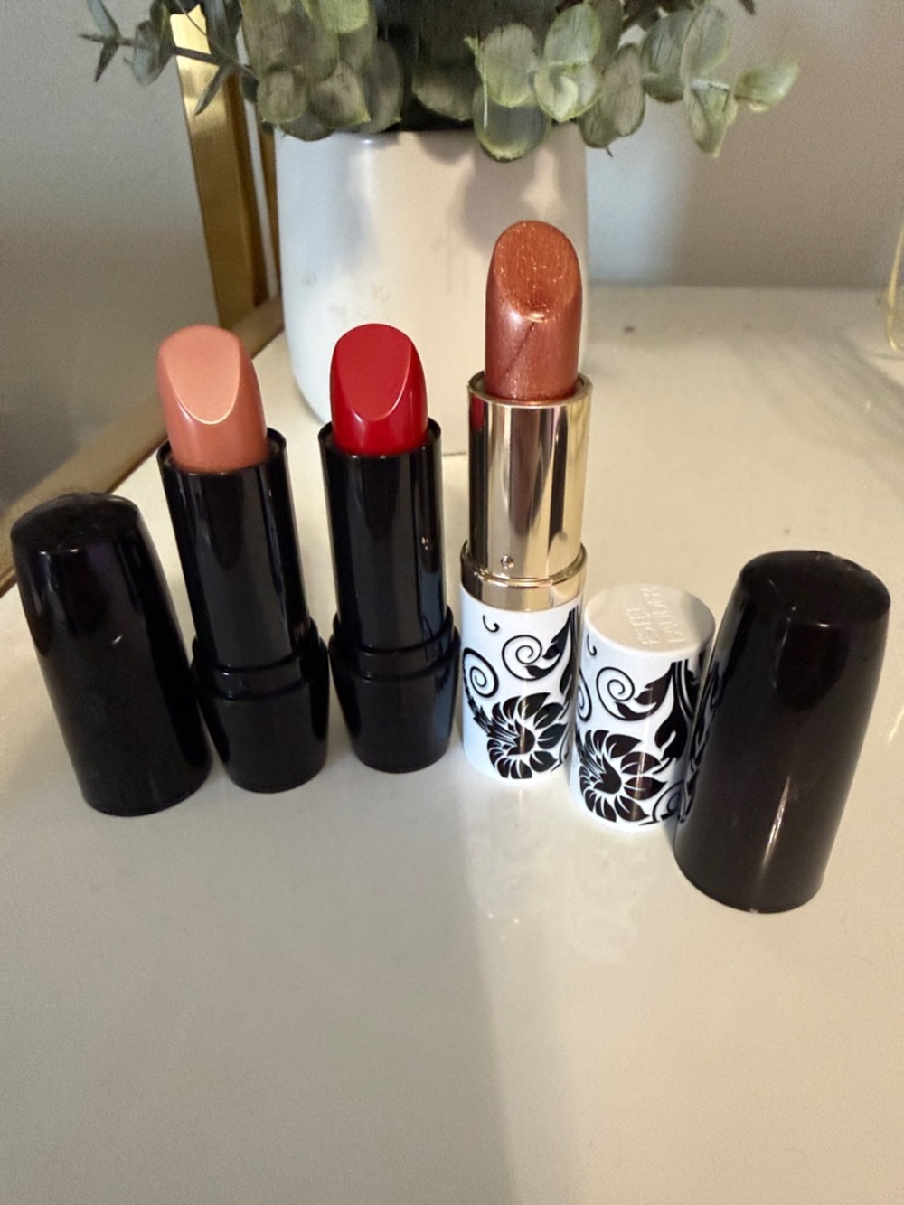 Lancome Trio: Nude, Classic Red & Shimmer Bronze Lipsticks